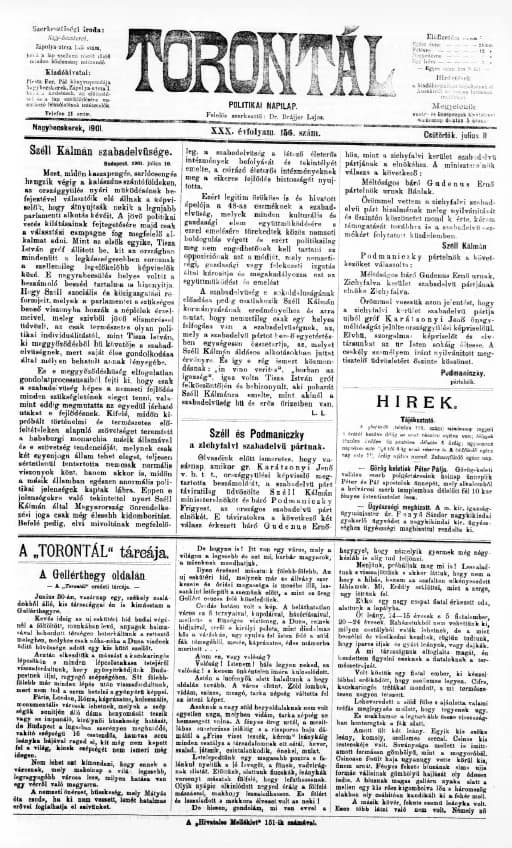 Torontál, 30. évf. 1901. július 11. 156. sz.