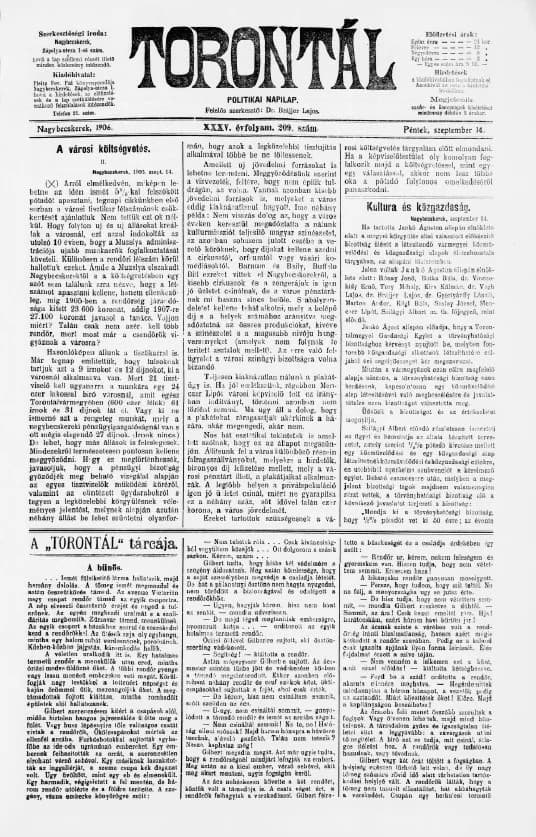 Torontál, 35. évf. 1906. szeptember 14. 209. sz.
