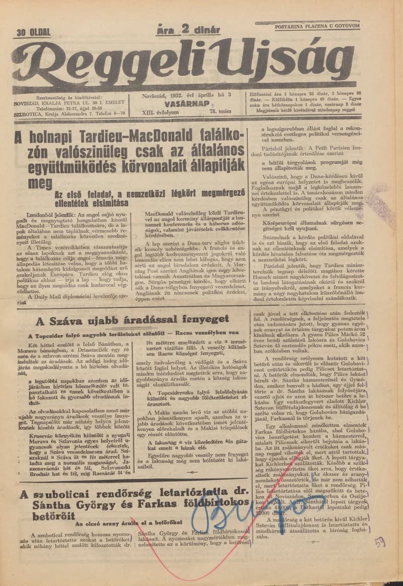 Reggeli Újság, 13. évf. 1932. április 3. 78. sz.