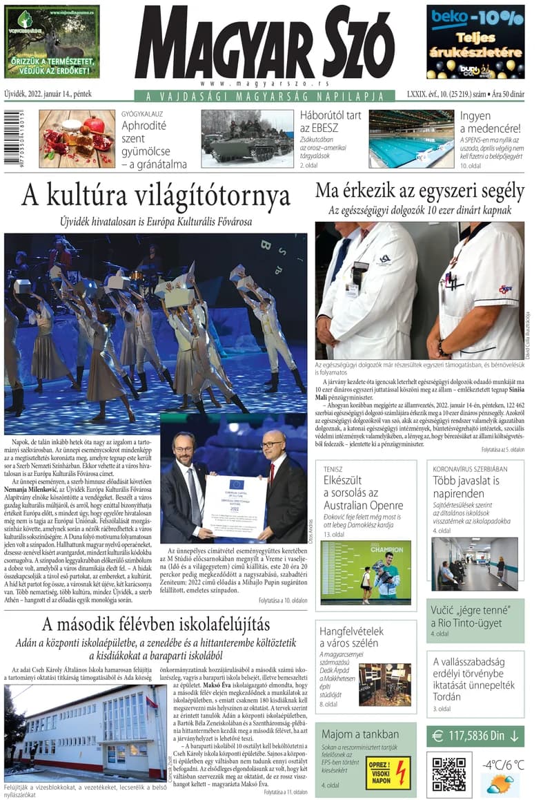 Magyar Szó, 79. évf. 2022. január 14. 10. sz. 1–16. oldal