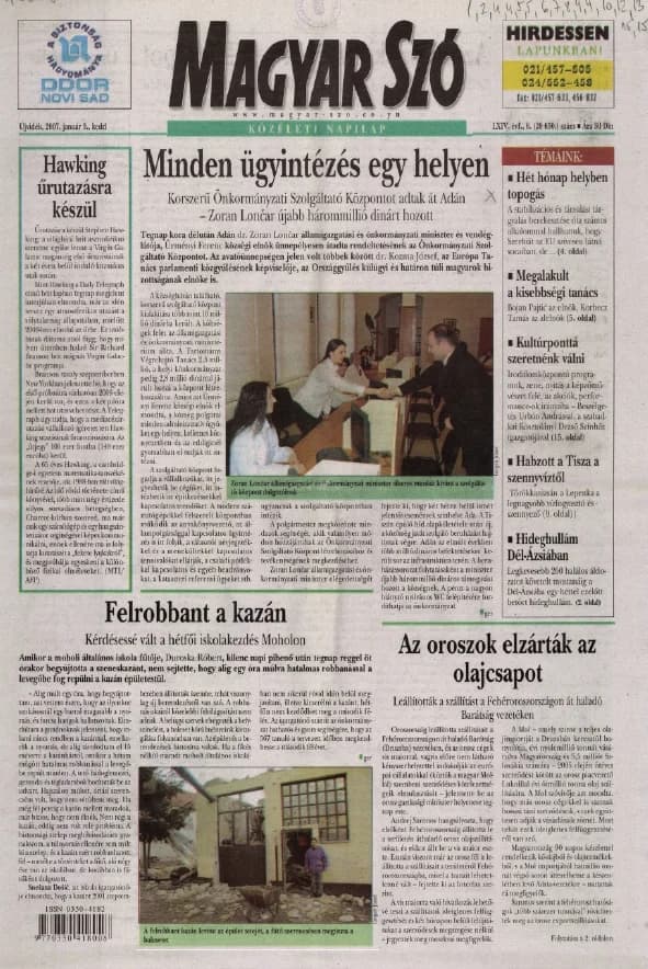 Magyar Szó, 64. évf. 2007. január 9. 6. sz. 1–20. oldal