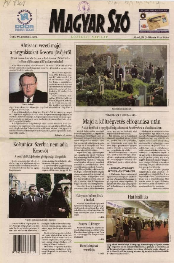 Magyar Szó, 62. évf. 2005. november 2. 258. sz. 1–20. oldal