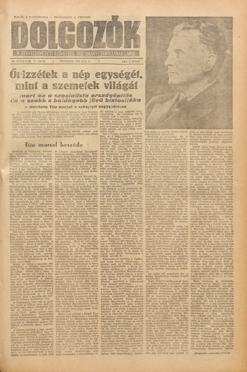 Dolgozók, 3. évf. 1949. augusztus 5. 31. sz.