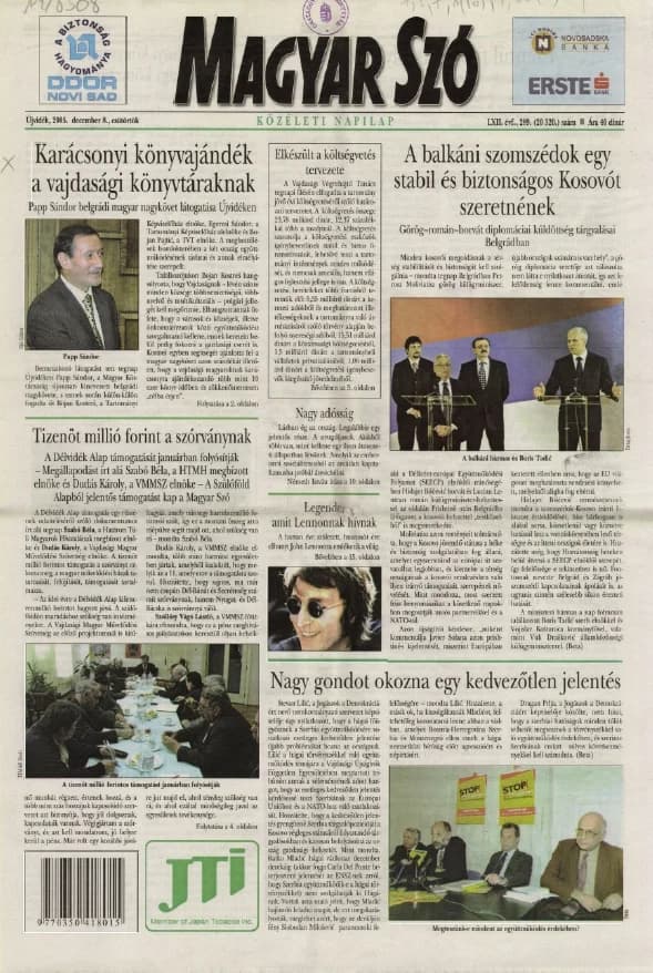 Magyar Szó, 62. évf. 2005. december 8. 289. sz. 1–20. oldal