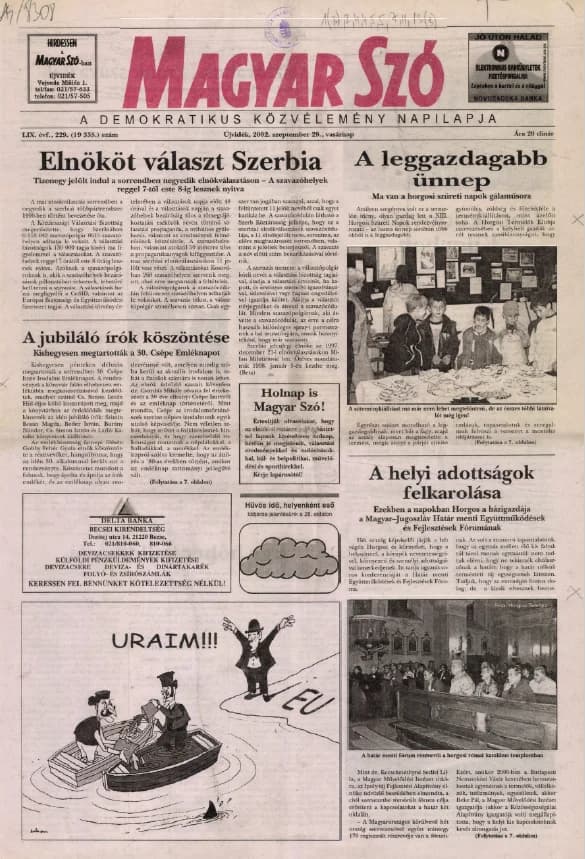 Magyar Szó, 59. évf. 2002. szeptember 29. 229. sz. 1–28. oldal