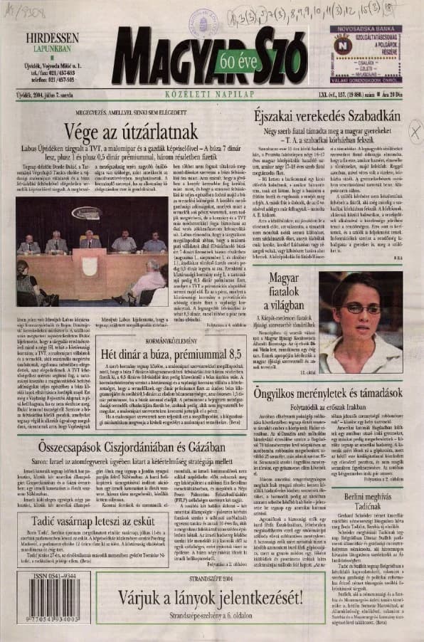 Magyar Szó, 61. évf. 2004. július 7. 157. sz. 1–20. oldal