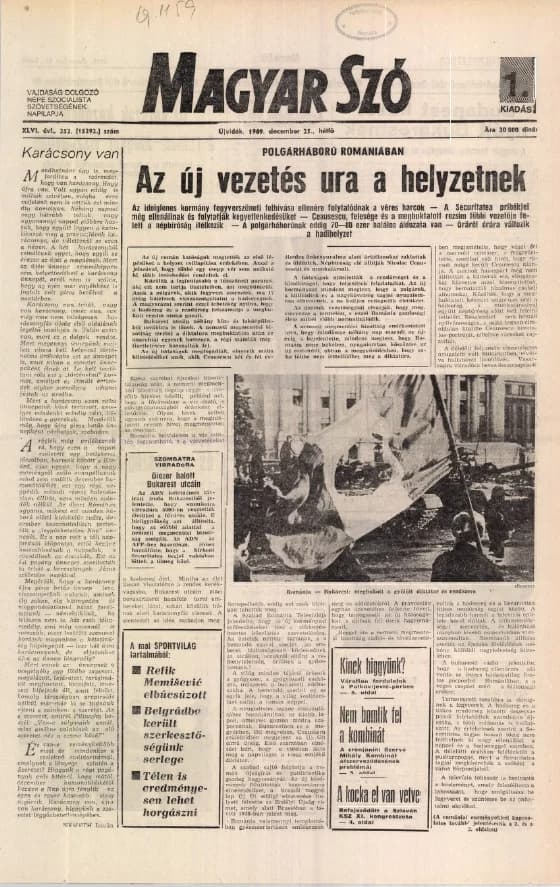 Magyar Szó, 46. évf. 1989. december 25. 352. sz. 1–20. oldal