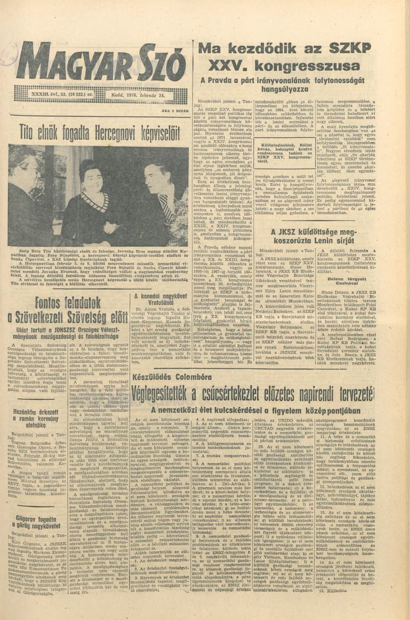 Magyar Szó, 33. évf. 1976. február 24. 53. sz. 1–20. oldal