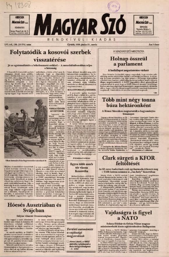 Magyar Szó, 56. évf. 1999. június 23. 136. sz. 1–8. oldal