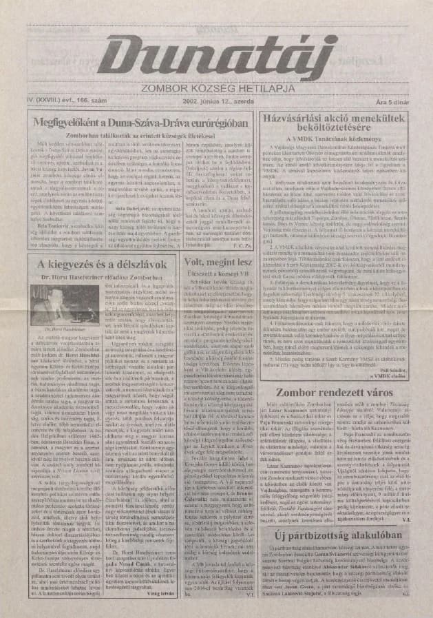 Dunatáj, 4. évf. 2002. június 12. 166. sz.