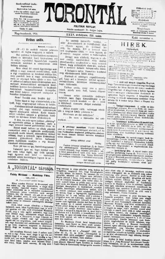 Torontál, 35. évf. 1906. november 6. 253. sz.