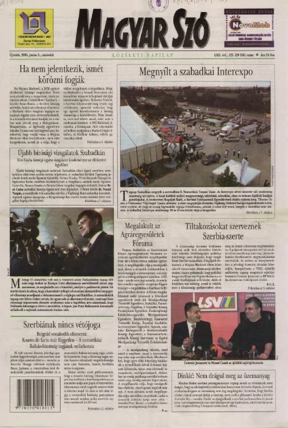 Magyar Szó, 62. évf. 2005. június 2. 127. sz. 1–20. oldal
