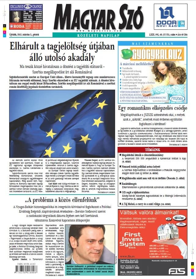 Magyar Szó, 69. évf. 2012. március 2. 49. sz. 1–20. oldal