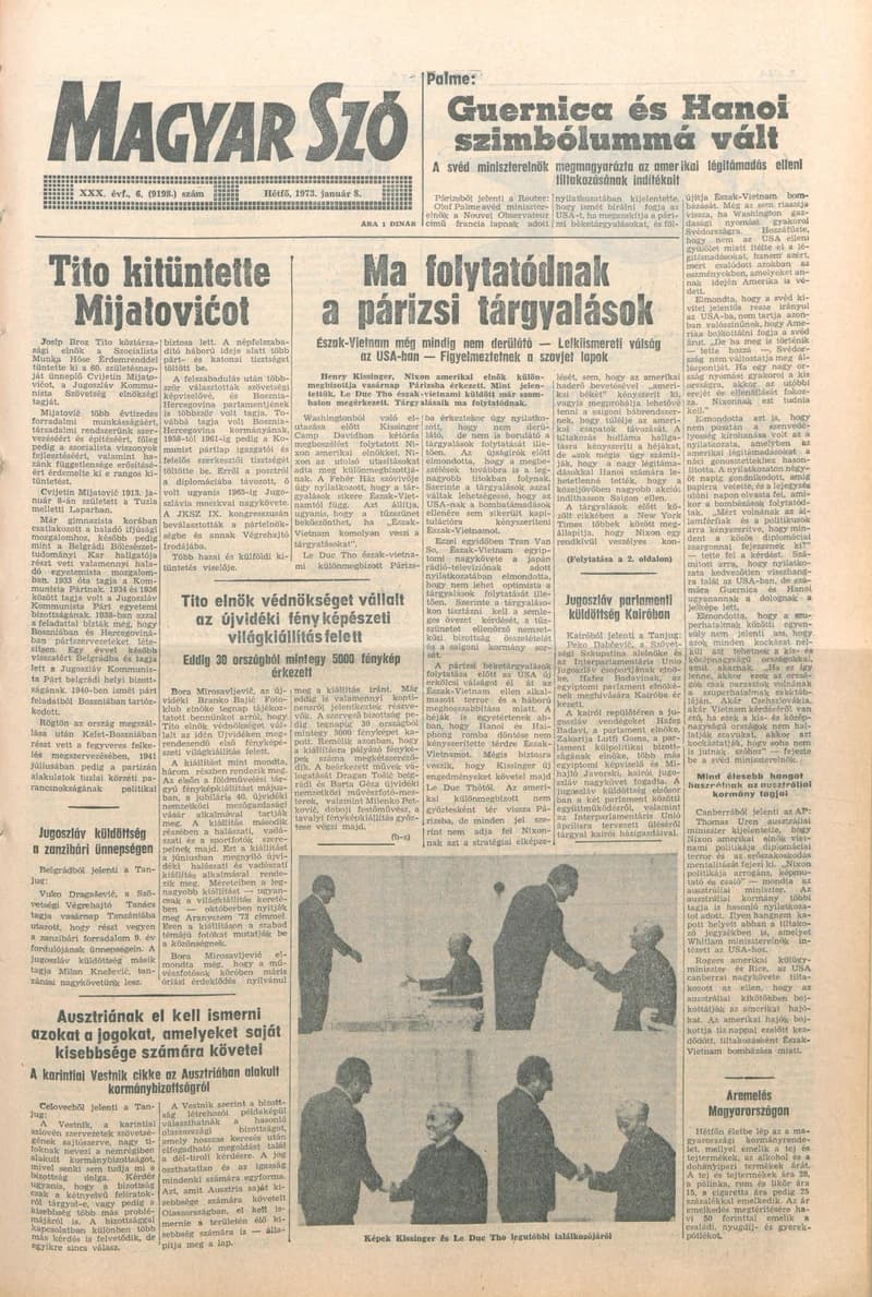 Magyar Szó, 30. évf. 1973. január 8. 6. sz. 1–8. oldal
