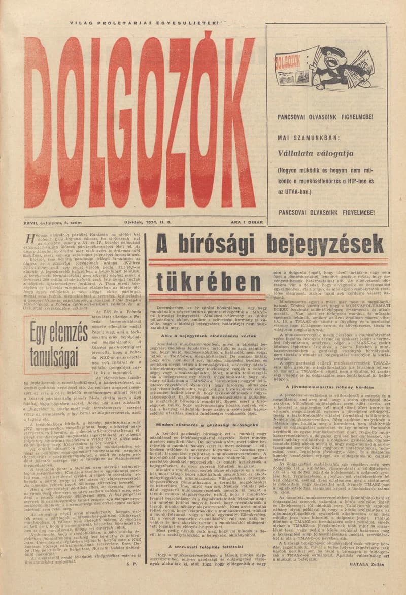 Dolgozók, 28. évf. 1974. február 8. 6. sz.
