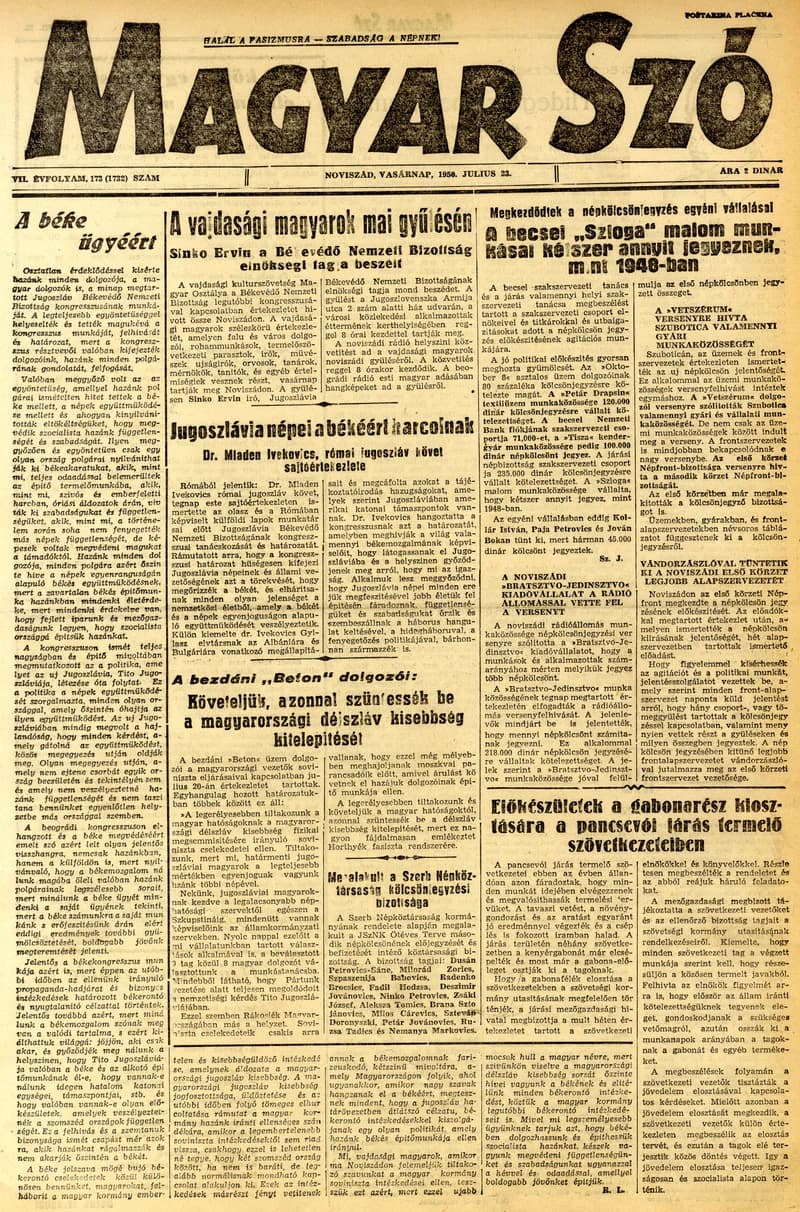 Magyar Szó, 7. évf. 1950. július 23. 173. sz. 1–4. oldal