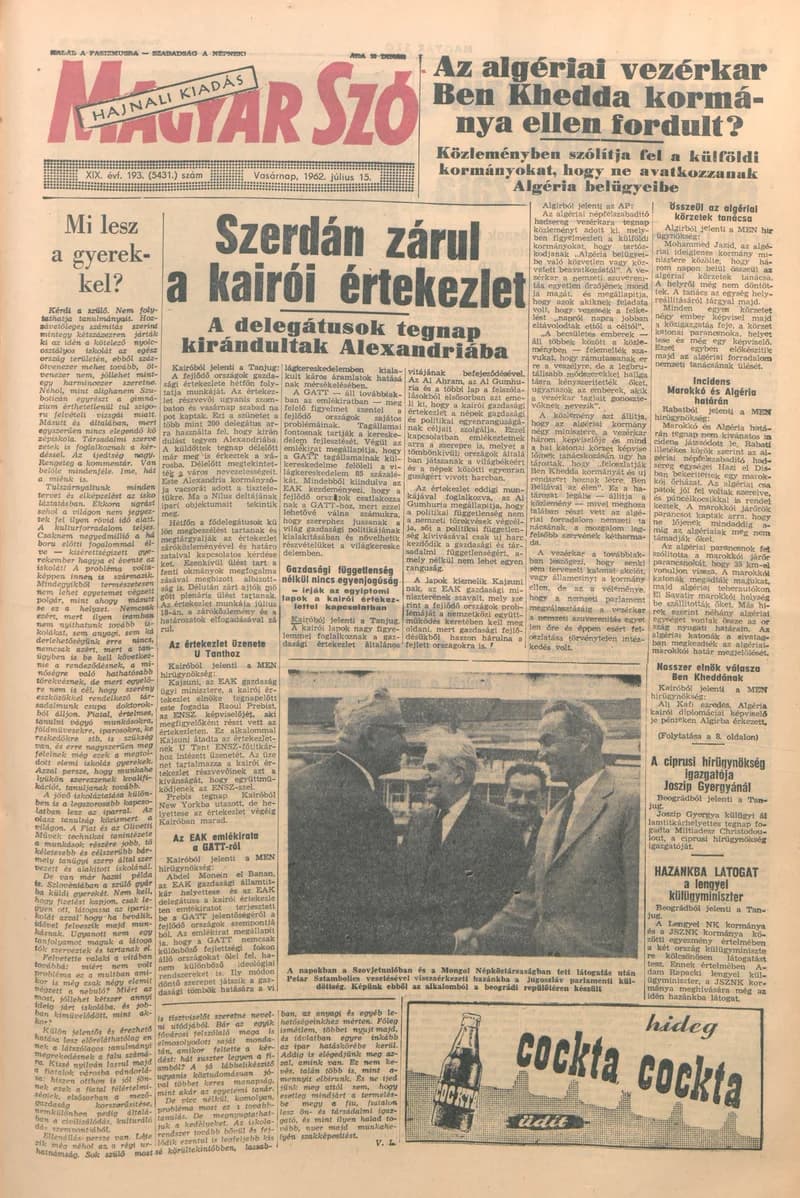 Magyar Szó, 19. évf. 1962. július 15. 193. sz. 1–24. oldal