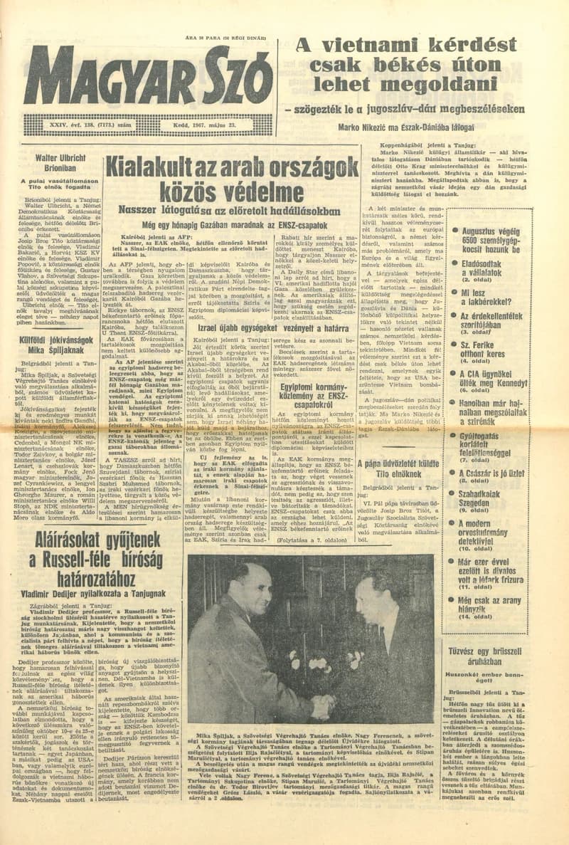 Magyar Szó, 24. évf. 1967. május 23. 138. sz. 1–16. oldal
