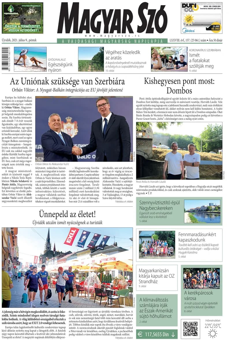Magyar Szó, 78. évf. 2021. július 9. 157. sz. 1–16. oldal