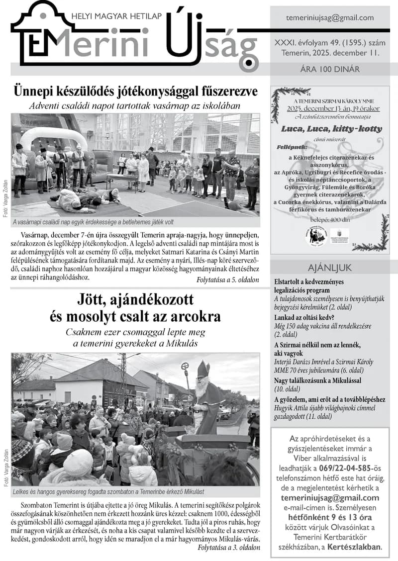 Temerini Újság, 31. évf. 2025. december 11. 49. sz.