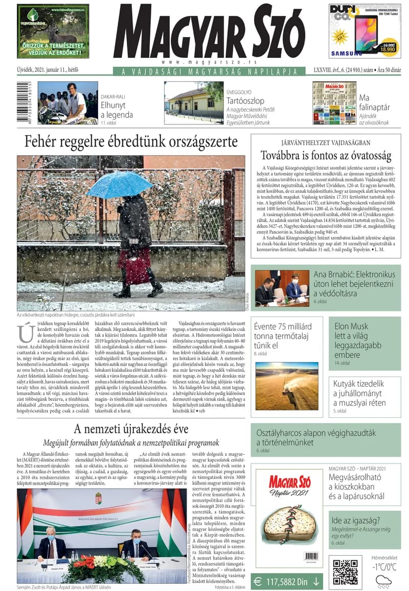 Magyar Szó, 78. évf. 2021. január 11. 6. sz. 1–16. oldal