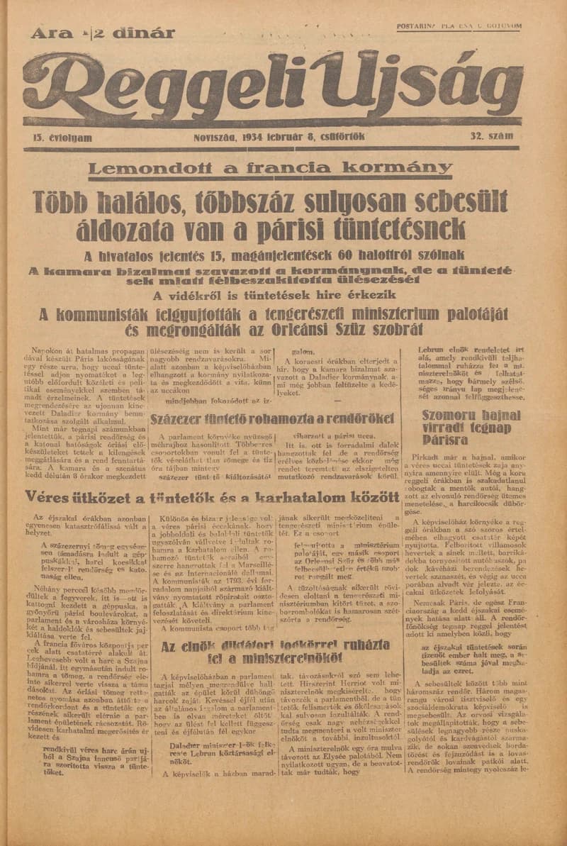 Reggeli Újság, 15. évf. 1934. február 8. 32. sz.