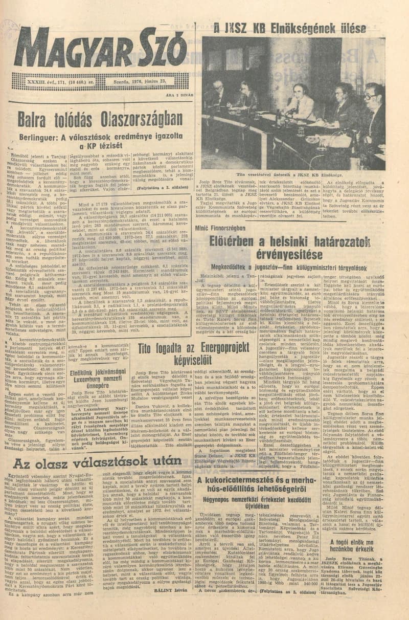 Magyar Szó, 33. évf. 1976. június 23. 171. sz. 1–20. oldal