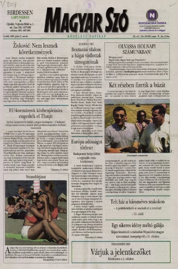 Magyar Szó, 60. évf. 2003. július 2. 154. sz. 1–16. oldal