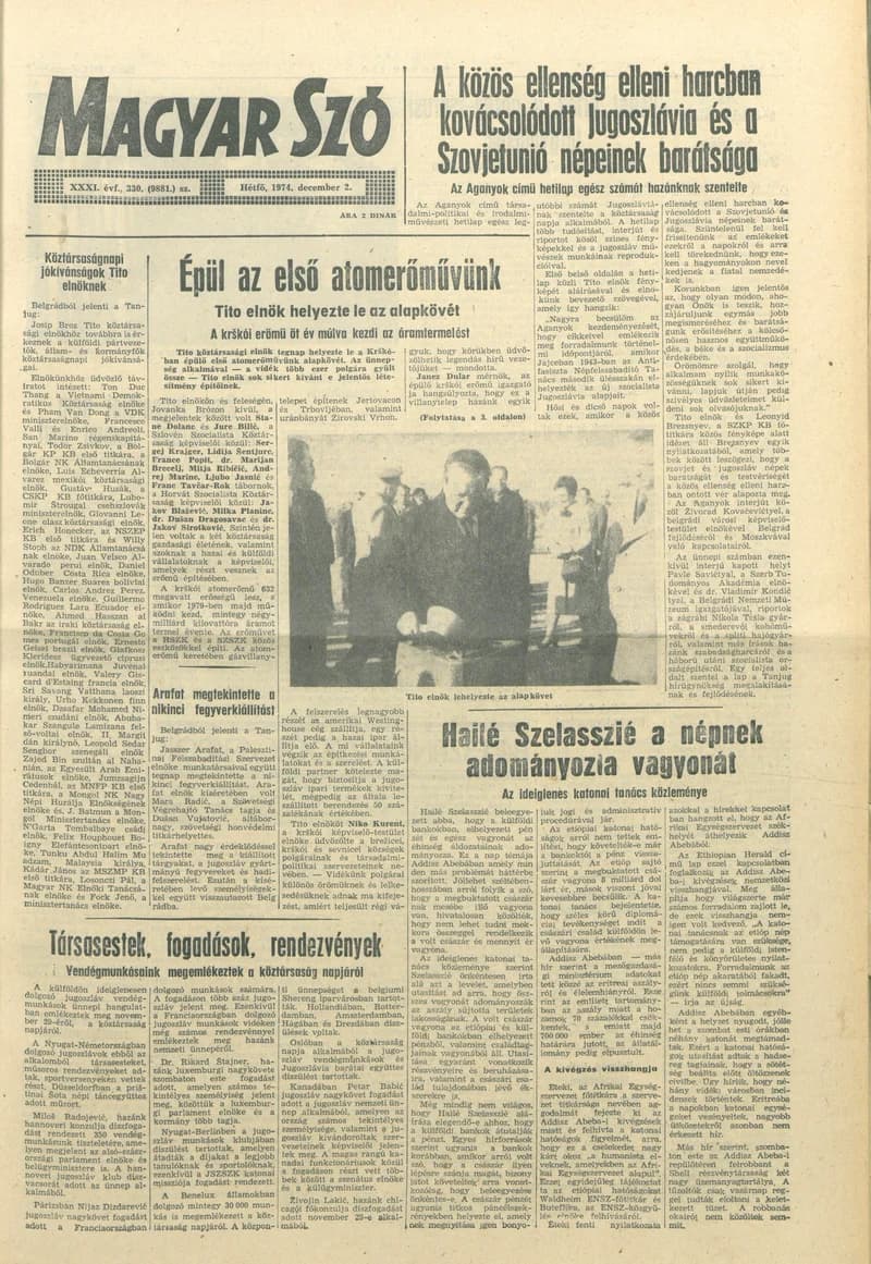 Magyar Szó, 31. évf. 1974. december 2. 330. sz. 1–6. oldal