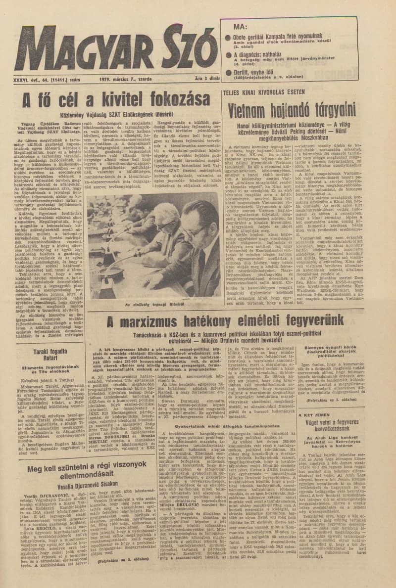 Magyar Szó, 36. évf. 1979. március 7. 64. sz. 1–20. oldal
