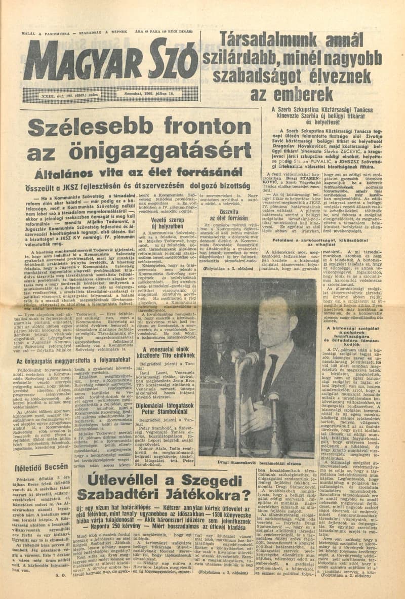 Magyar Szó, 23. évf. 1966. július 16. 192. sz.