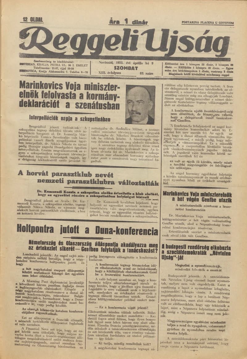 Reggeli Újság, 13. évf. 1932. április 9. 83. sz.