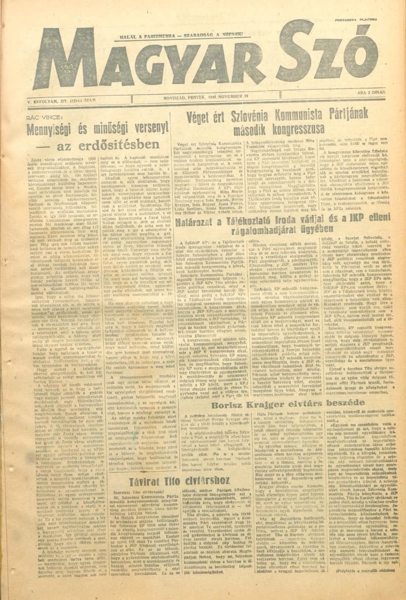 Magyar Szó, 5. évf. 1948. november 19. 277. sz. 1–4. oldal