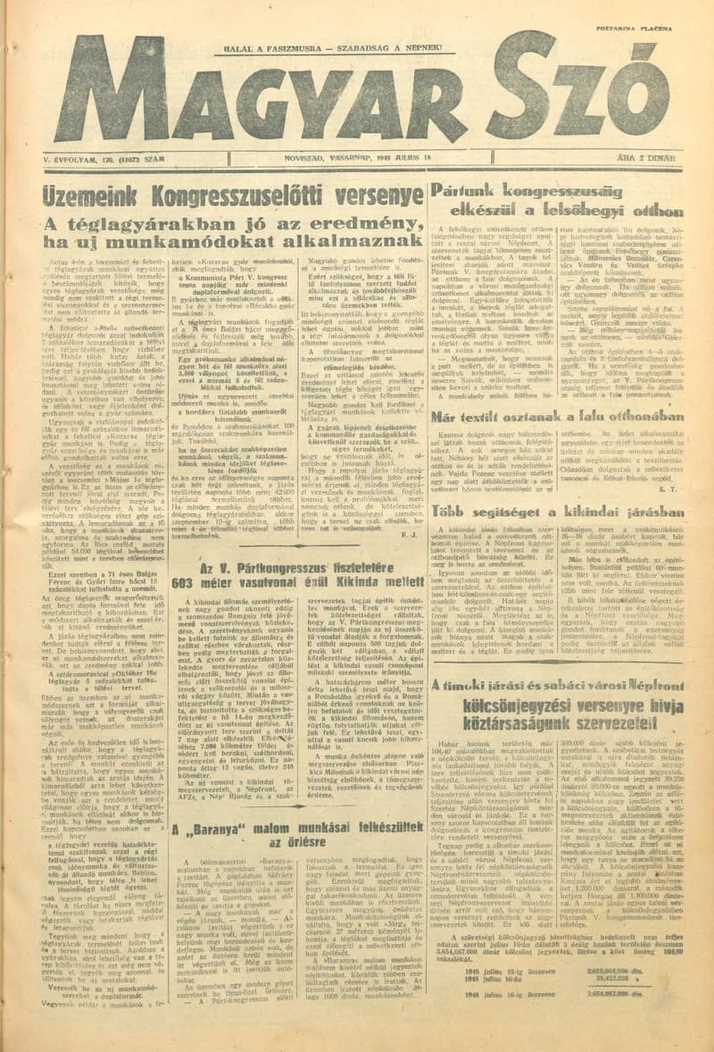 Magyar Szó, 5. évf. 1948. július 18. 170. sz. 1–4. oldal