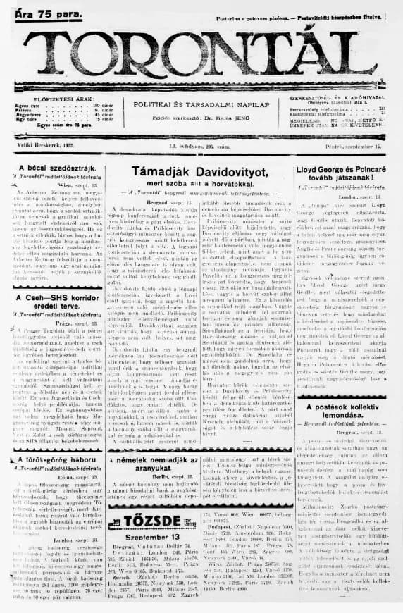 Torontál, 51. évf. 1922. szeptember 15. 205. sz.