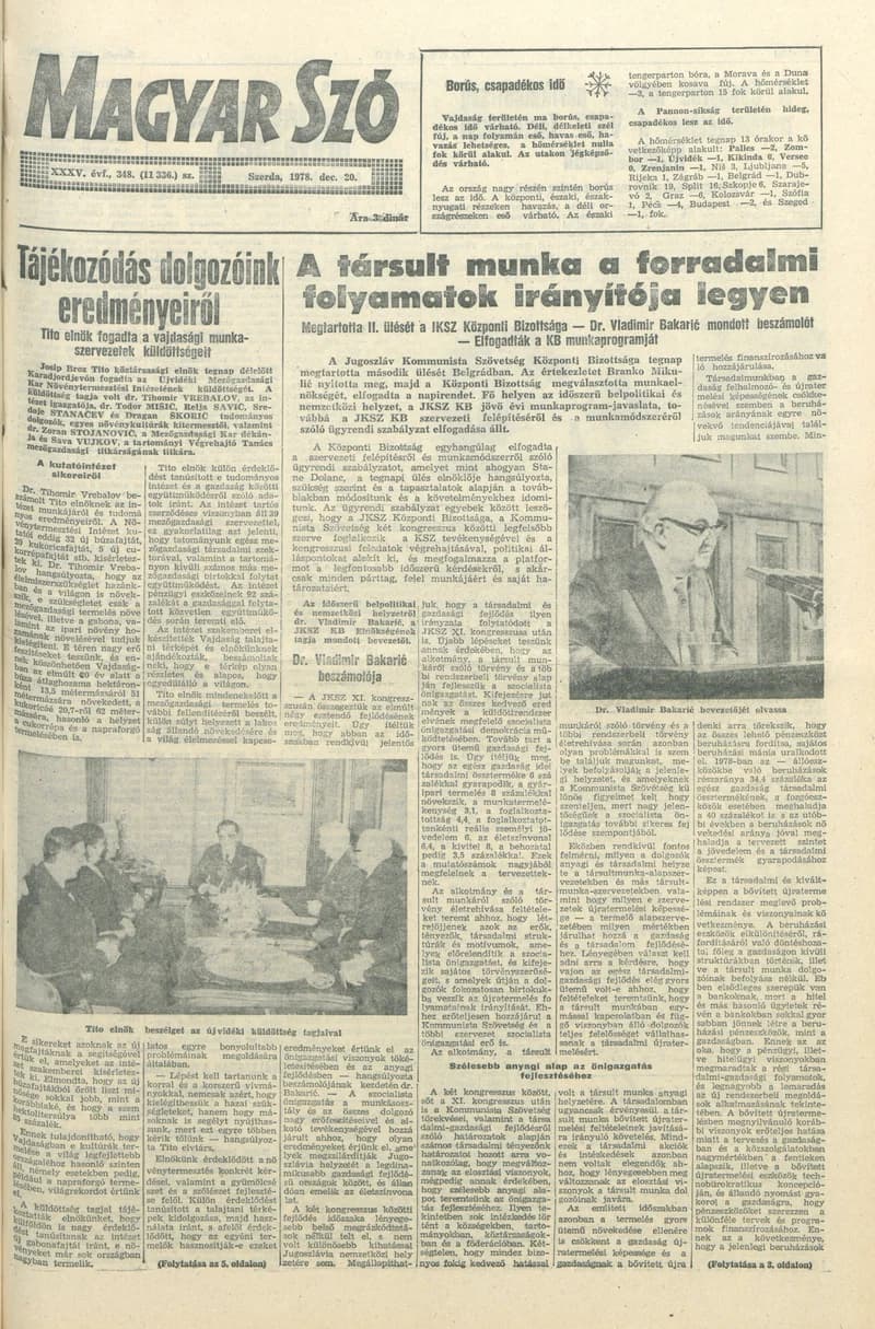 Magyar Szó, 35. évf. 1978. december 20. 348. sz. 1–20. oldal