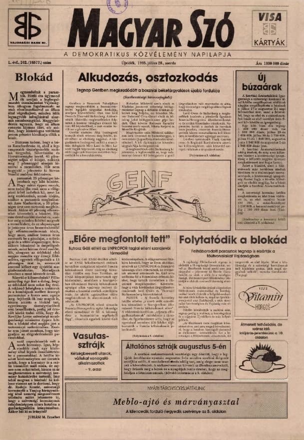 Magyar Szó, 50. évf. 1993. július 28. 202. sz. 1–12. oldal