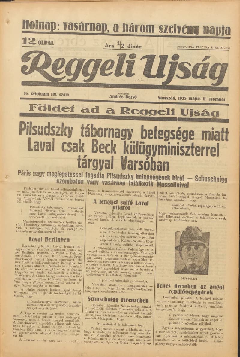 Reggeli Újság, 16. évf. 1935. május 11. 110. sz.