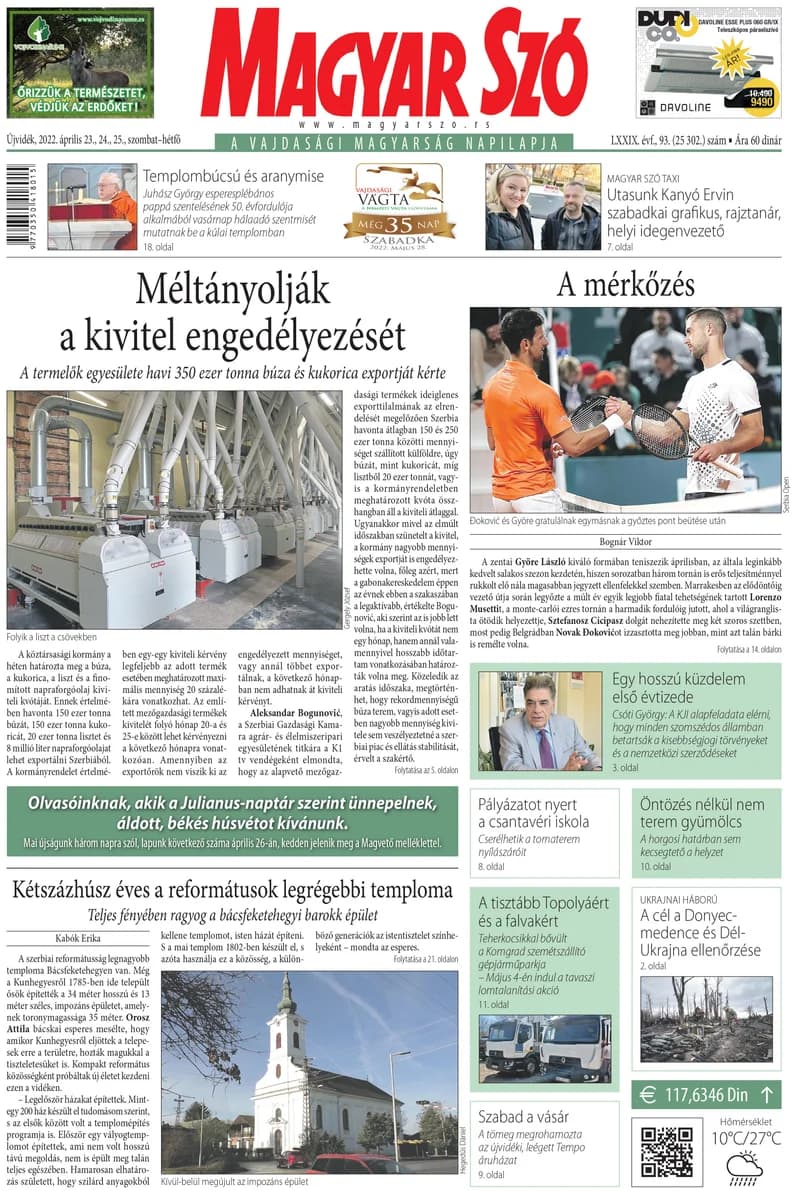 Magyar Szó, 79. évf. 2022. április 23. – 25. 93. sz. 1–32. oldal