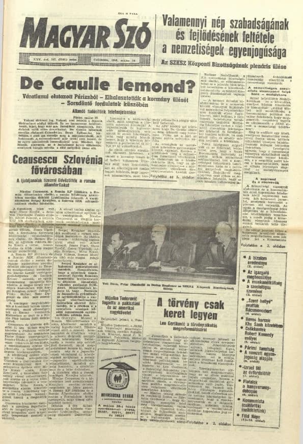 Magyar Szó, 25. évf. 1968. május 30. 147. sz. 1–20. oldal