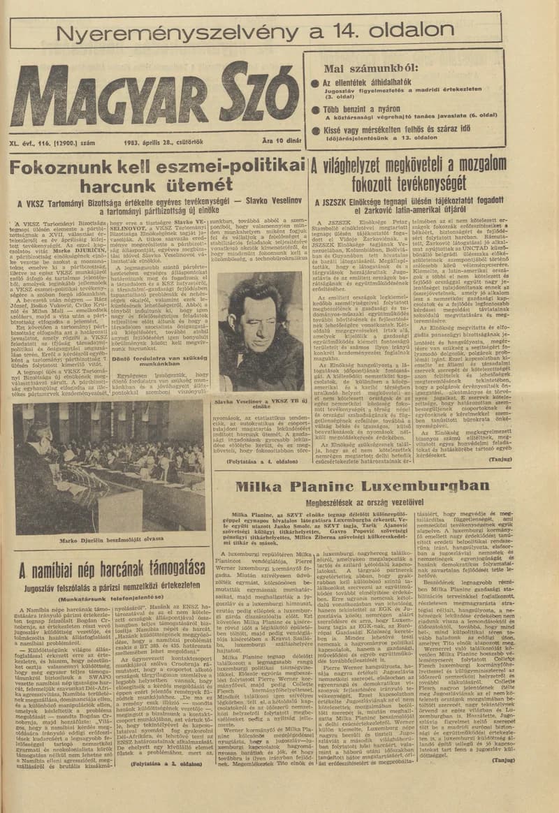Magyar Szó, 40. évf. 1983. április 28. 116. sz. 1–24. oldal