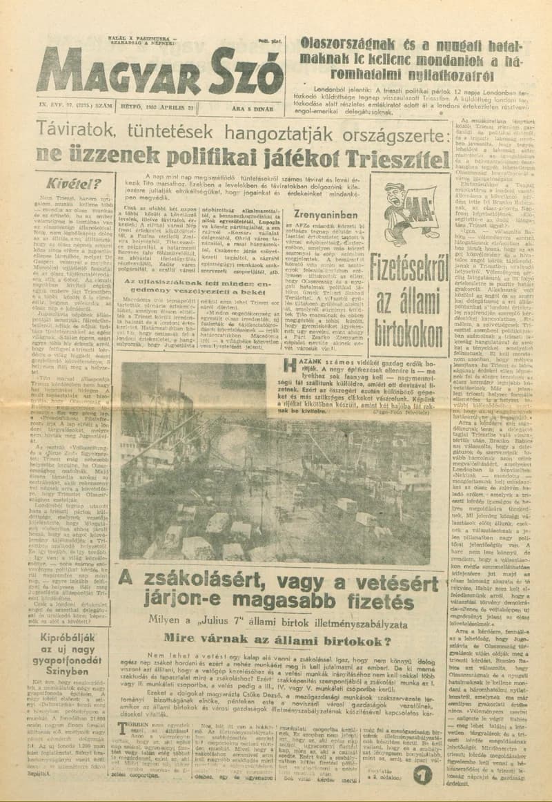 Magyar Szó, 9. évf. 1952. április 21. 97. sz. 1–8. oldal