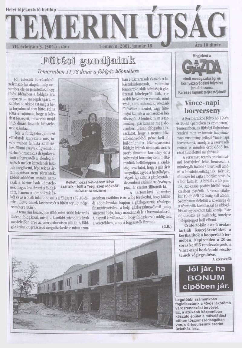 Temerini Újság, 7. évf. 2001. január 18. 3. sz.