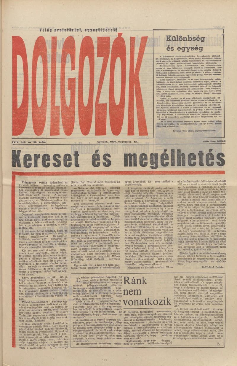 Dolgozók, 30. évf. 1976. augusztus 13. 32. sz.