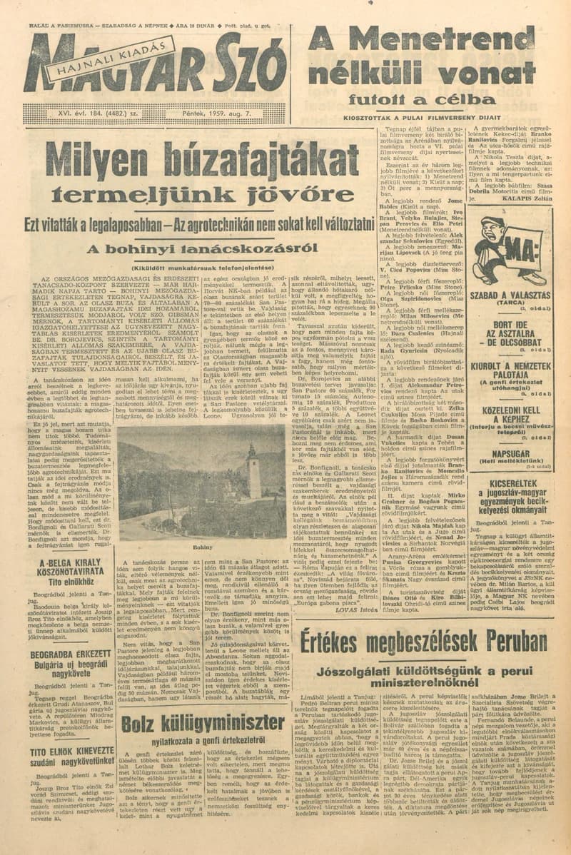 Magyar Szó, 16. évf. 1959. augusztus 7. 184. sz. 1–20. oldal