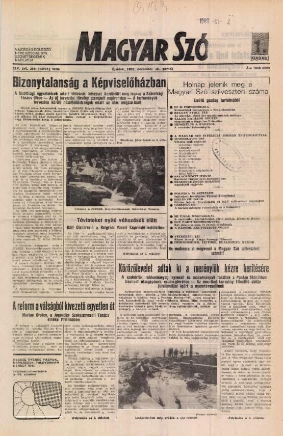 Magyar Szó, 45. évf. 1988. december 30. 359. sz.