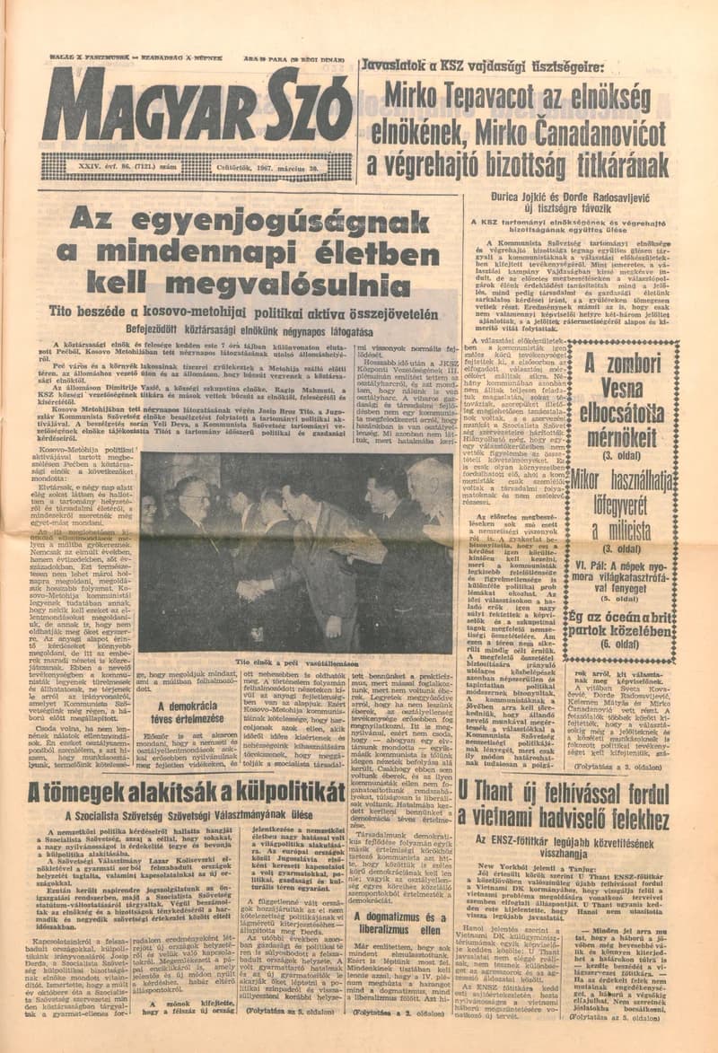 Magyar Szó, 24. évf. 1967. március 30. 86. sz. 1–14. oldal