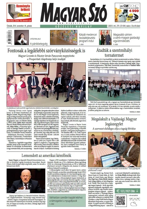 Magyar Szó, 73. évf. 2016. november 18. 270. sz. 1–16. oldal
