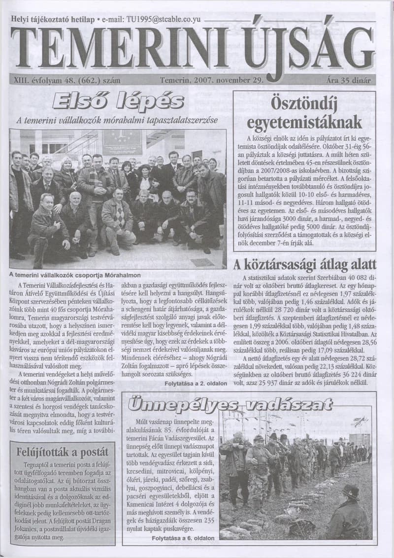 Temerini Újság, 13. évf. 2007. november 29. 48. sz.