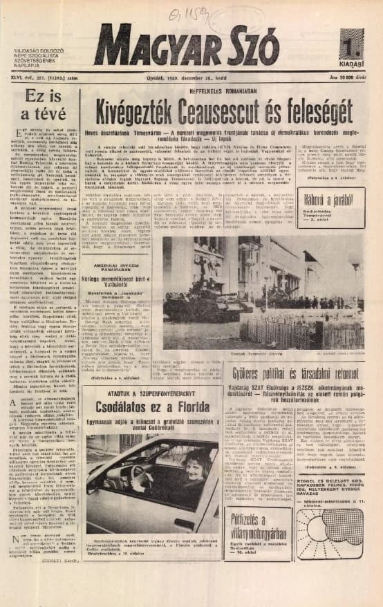 Magyar Szó, 46. évf. 1989. december 26. 353. sz. 1–16. oldal